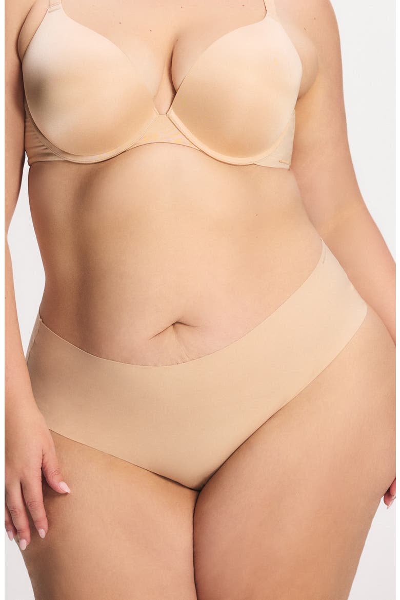 Microfiber No-Show Hipster Briefs, Alternate, color, HONEY NUDE