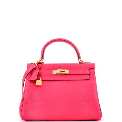 Kelly Handbag Pink Clemence With Gold Hardware 28