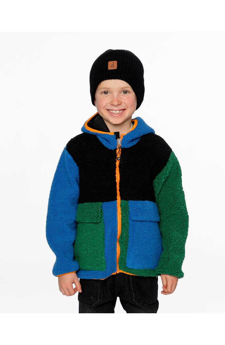 Deux par Deux Boy Long Sleeve Fleece Jacket, Alternate, color, Blue Colorblock