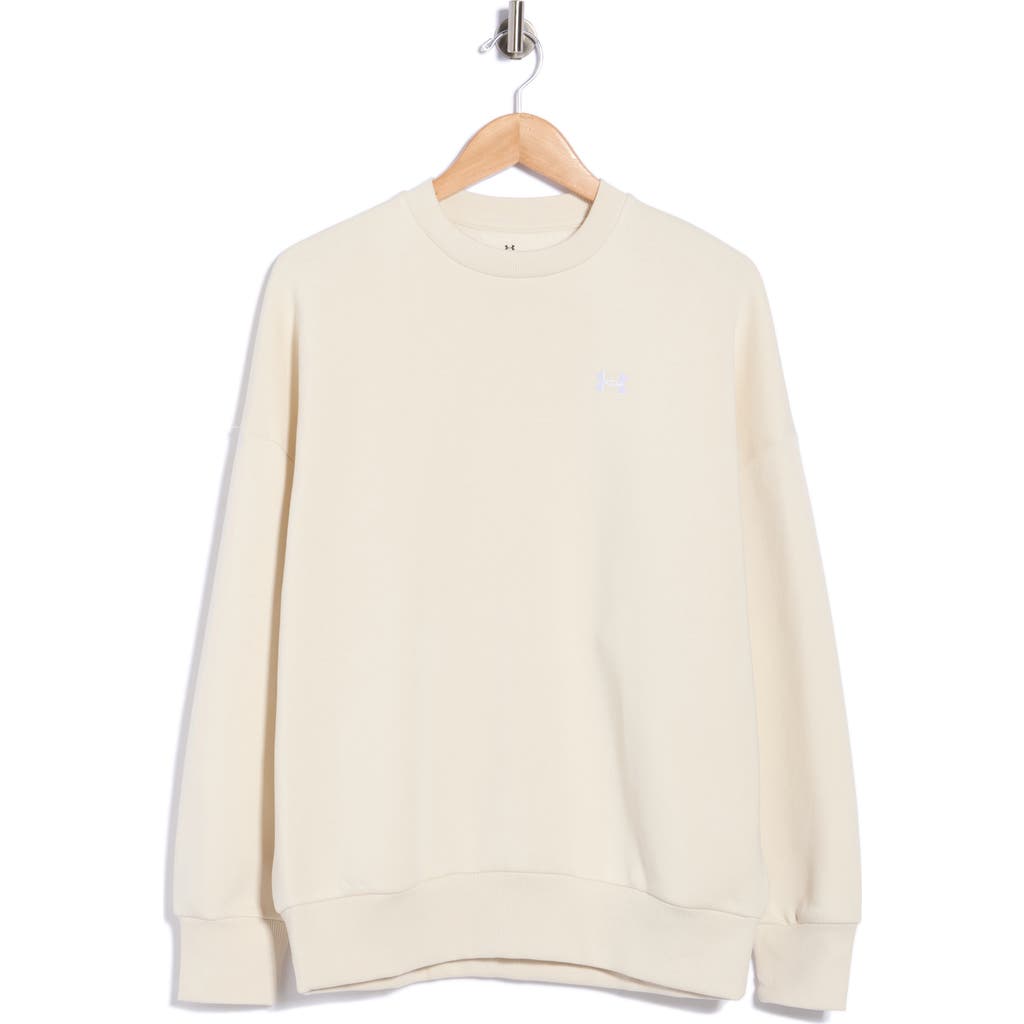 Under Armour Rival Fleece Oversized Crewneck Sweatshirt In Brn