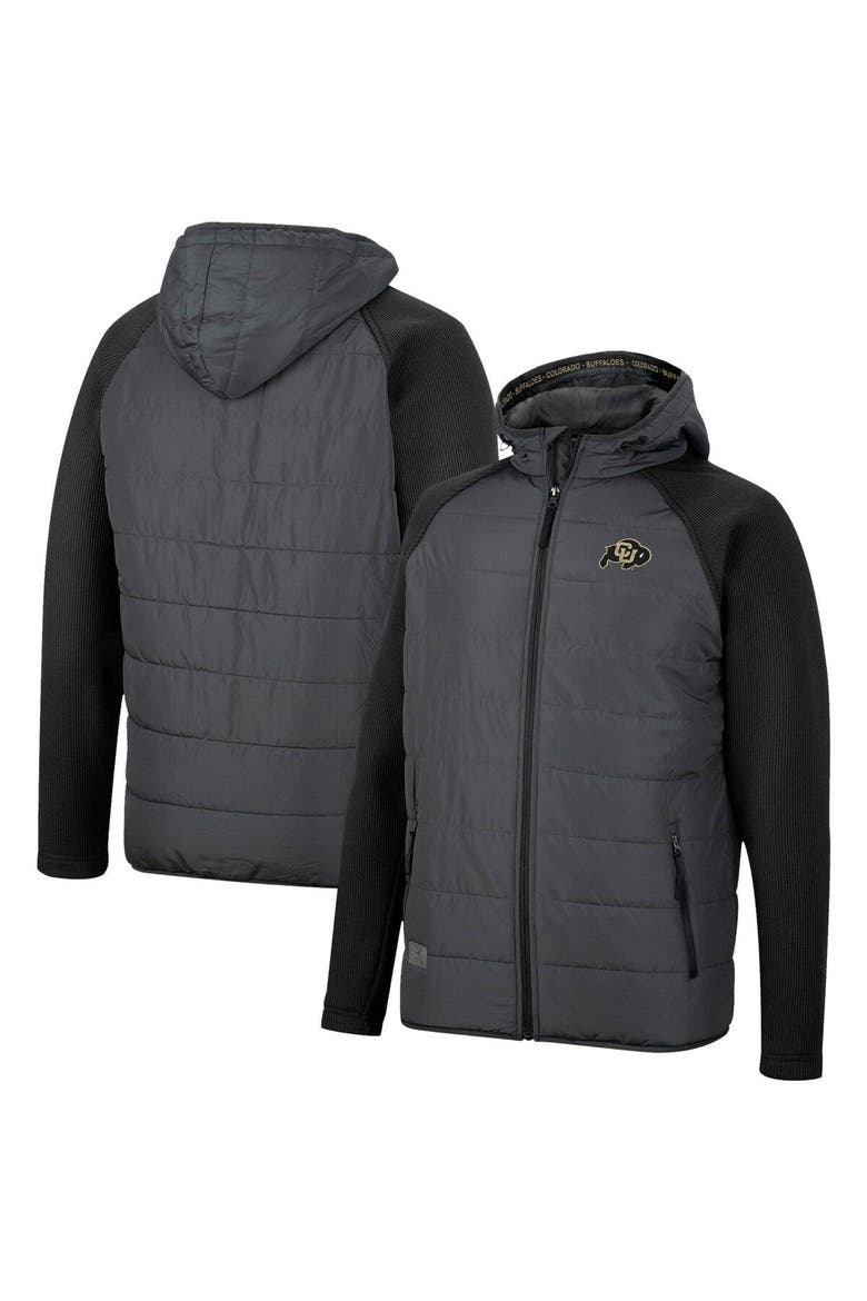 Men's Colosseum Charcoal/Black Colorado Buffaloes Good On You Raglan Full-Zip Jacket, Main, color, Charcoal