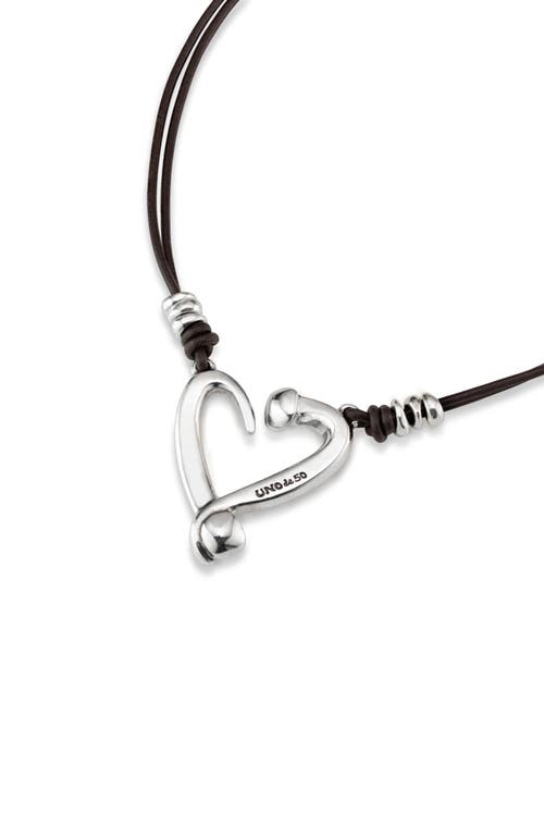 Unode50 Sterling Silver-plated Metal Alloy And Medium Heart Necklace In Metallic