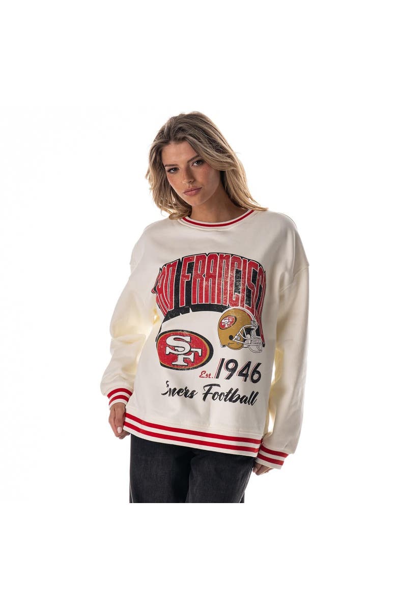 THE WILD COLLECTIVE Women's The Wild Collective Cream San Francisco 49ers Oversized Vintage French Terry Sweatshirt, Alternate, color,