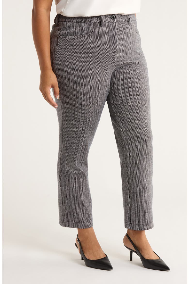 High Waist Stretch Ponte Cigarette Pants, Alternate, color, HERRINGBONE TWEED