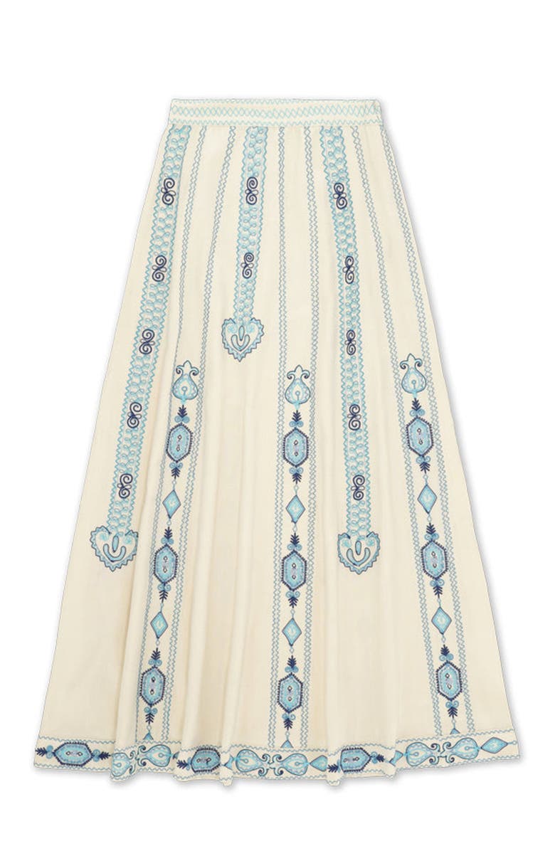 Fortela Nicea Bi-Color Embroidery Skirt, Main, color, Off White