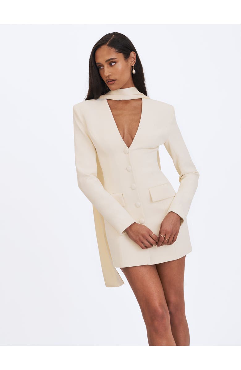 Miss Circle Jeannie Blazer Mini Dress with Scarf, Alternate, color, Cream