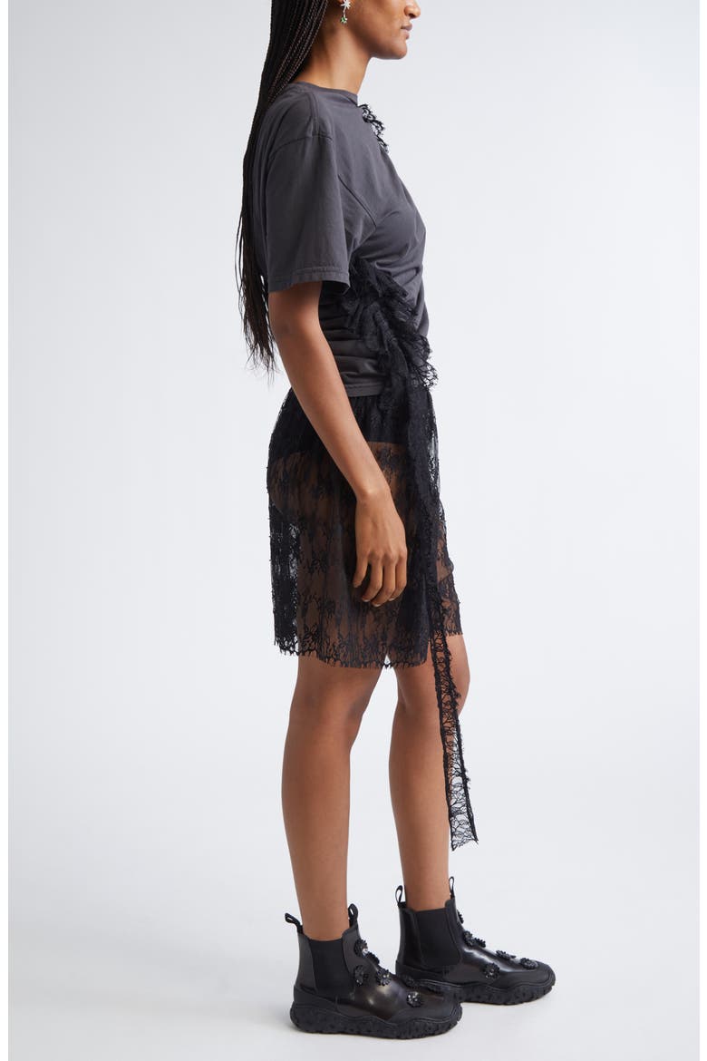 Eva Lace Trim Organic Cotton T-Shirt, Alternate, color, CHARCOAL