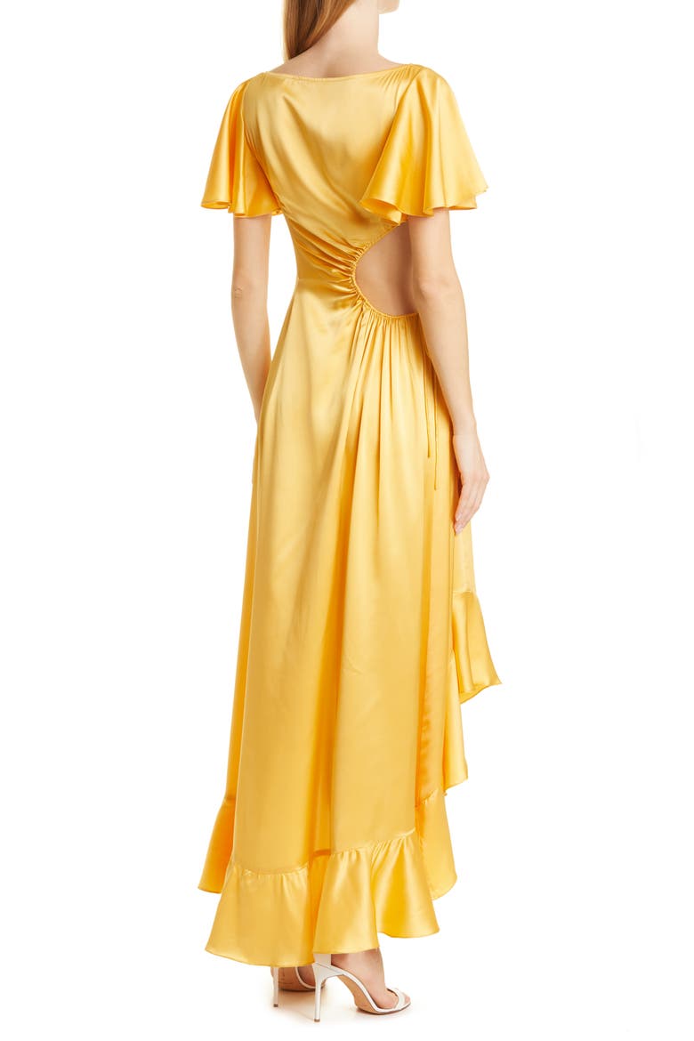 Patti High-Low Cutout Silk Dress, Alternate, color, SUNSET