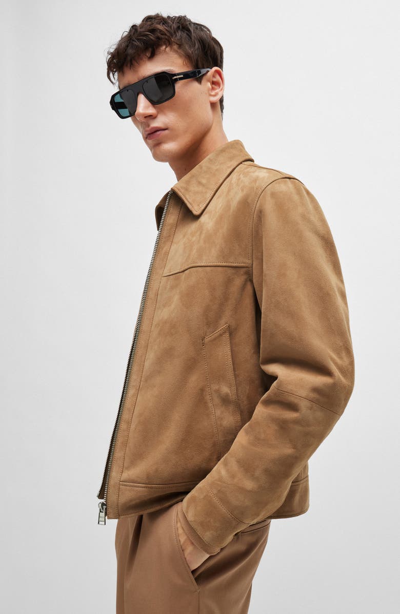 BOSS Malbano Goat Suede Jacket, Alternate, color, 