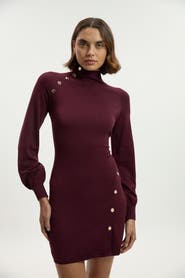 Karen Millen Viscose Blend Popper Knit Mini Dress