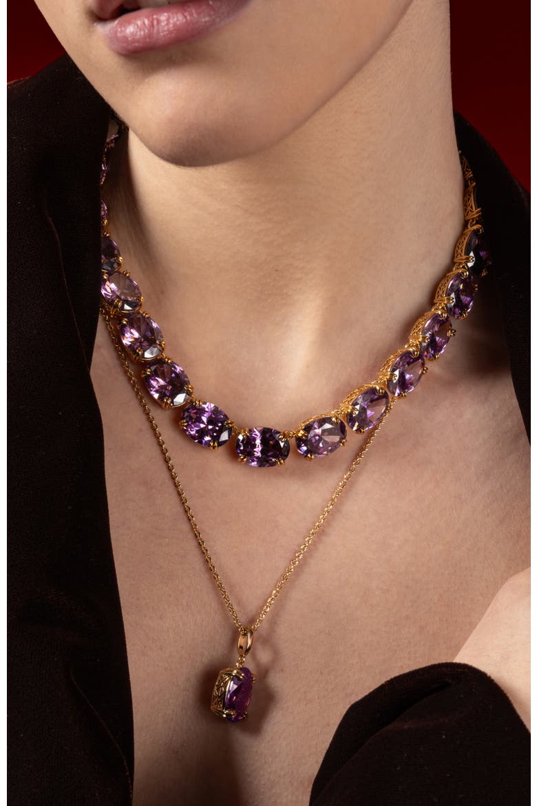 Grape Glow Pendant, Alternate, color, Purple & Gold