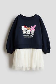 H&M Printed Tulle-skirt Sweatshirt Dress