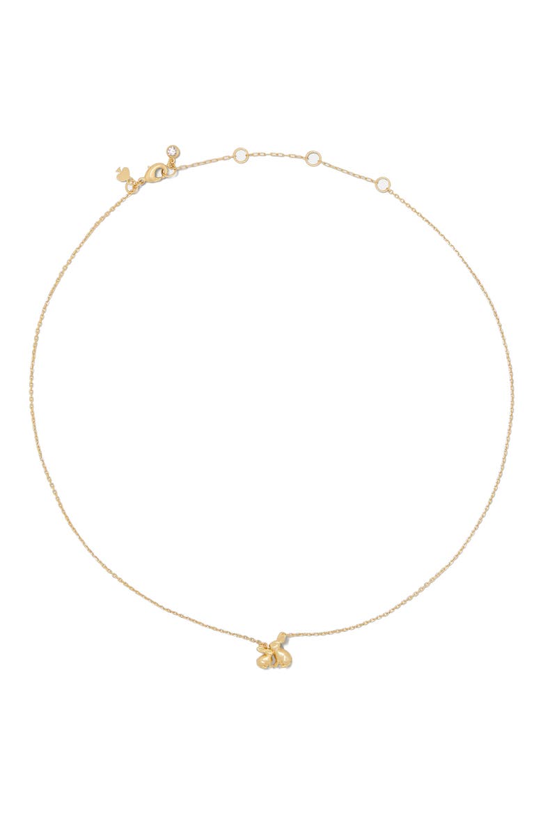 bunny pendant necklace, Alternate, color, GOLD