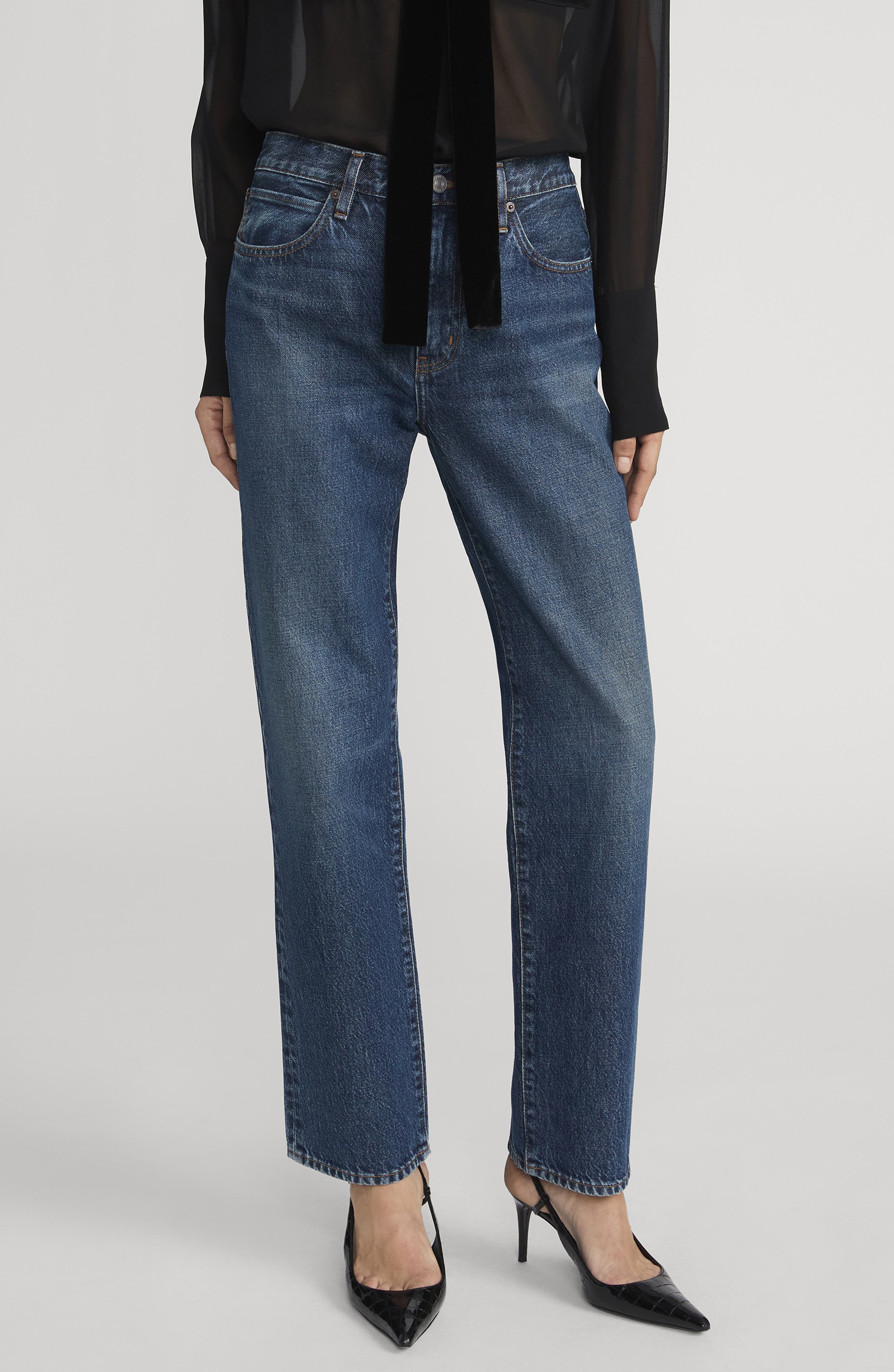 FRAME The Hang High Waist Ankle Straight Leg Jeans