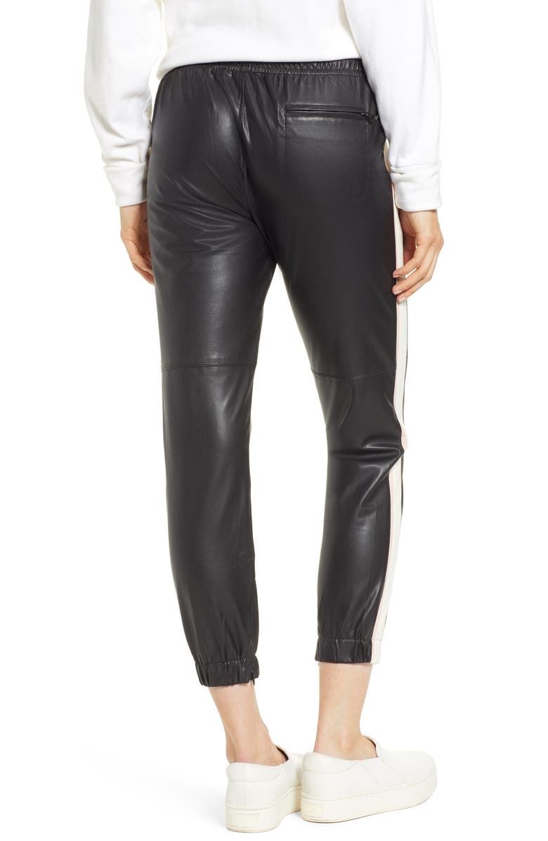 David Lerner Side Stripe Faux Leather Jogger Pants, Alternate, color,