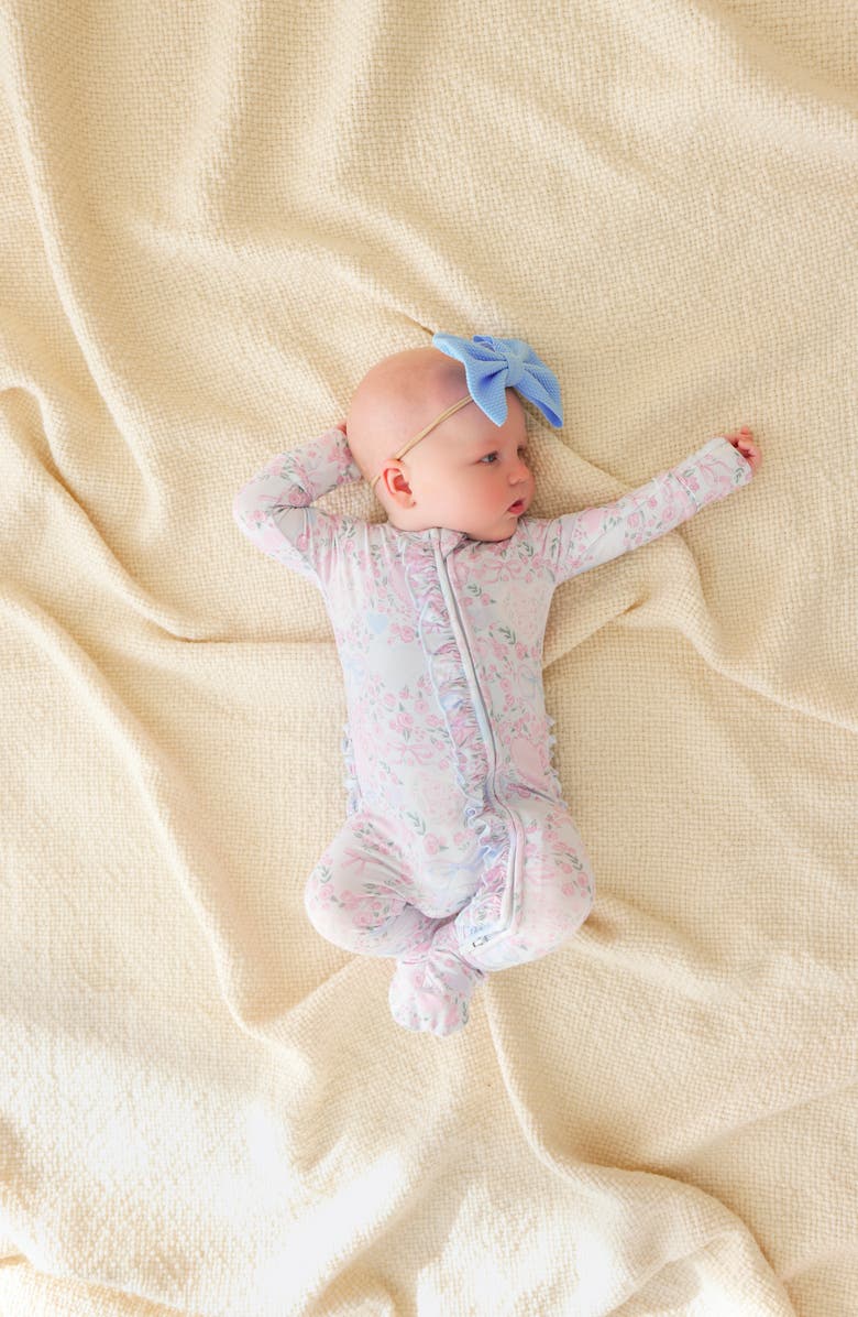 Posh Peanut Ruffle Zip Footie, Alternate, color, Light/ Pastel Blue