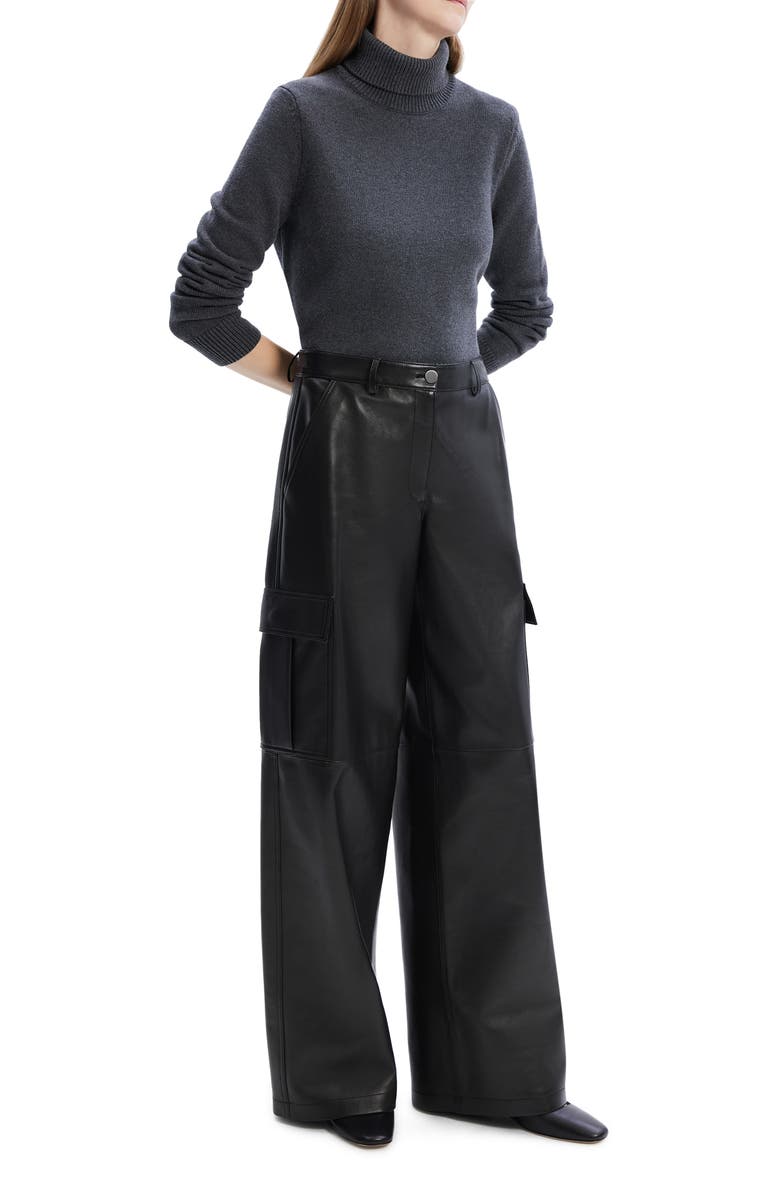 Theory Leather Cargo Pants, Alternate, color, 