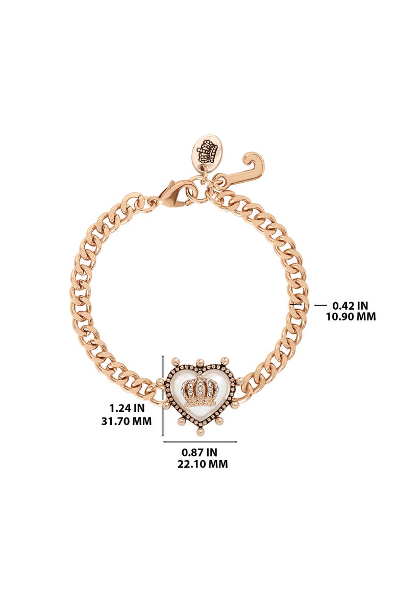 Gold-Tone Chain Bracelet with Crown Heart Charm, Alternate, color, Gold