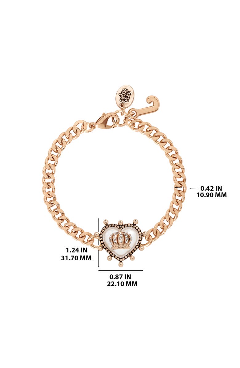 Juicy Couture Gold-Tone Chain Bracelet with Crown Heart Charm, Alternate, color, Gold