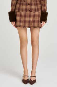 WAYF x Sara Walker Emily Plaid Fray Miniskirt
