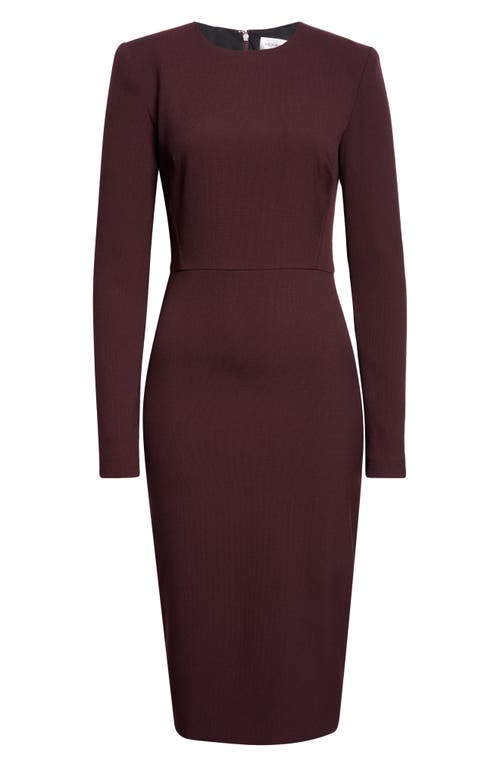 Victoria Beckham Fitted Long Sleeve Dress With Slit Back In Brown