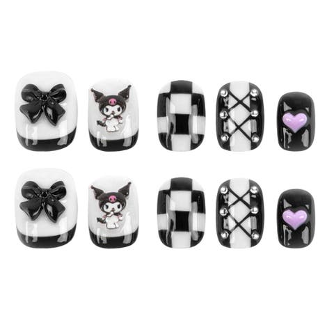 Kuromi 3D Luxury Handmade Press-On Nails - 24-Piece Kit