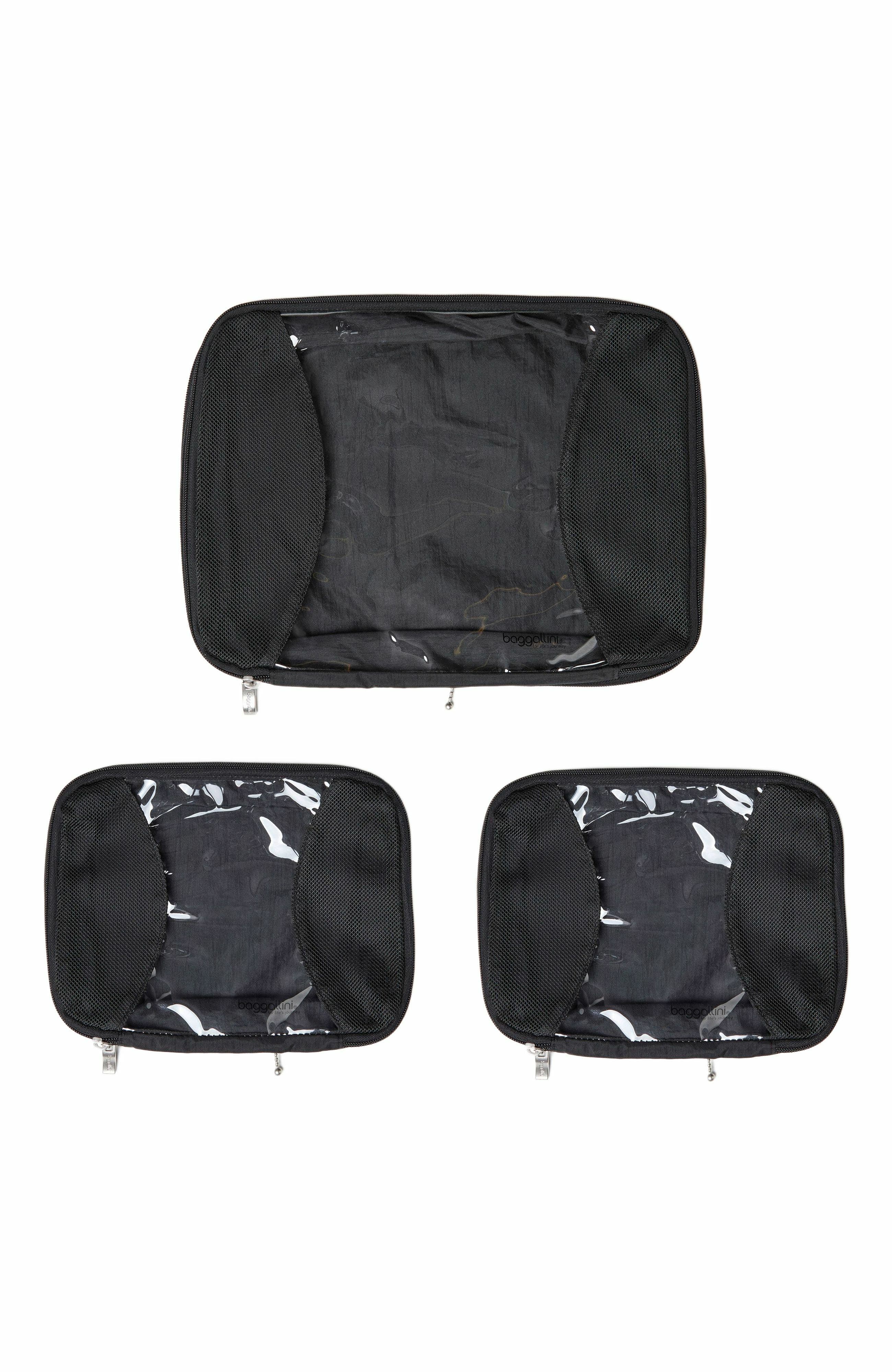 BAGGALLINI 2 Medium / 1 Large Compression Packing Cubes Travel Set, Alternate, color, Black