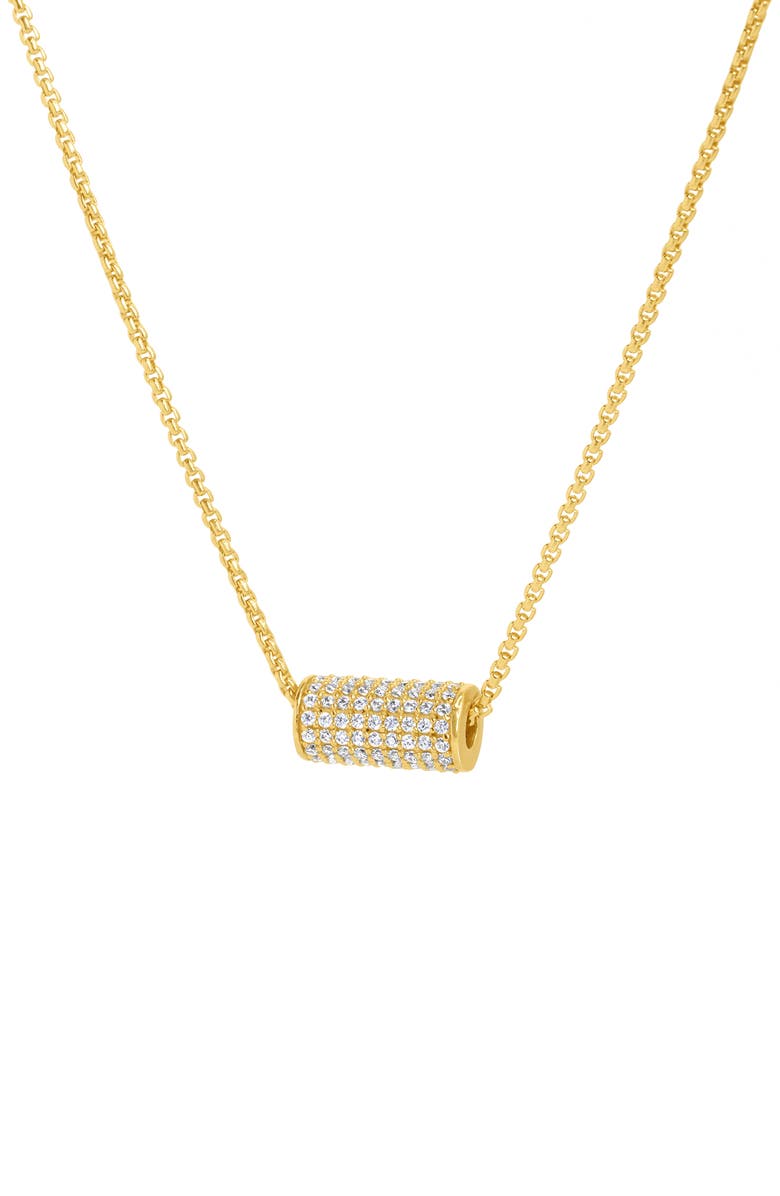 Dean Davidson Petit Pavé Mini Tube Pendant Necklace, Main, color, Yellow Gold/ Topaz