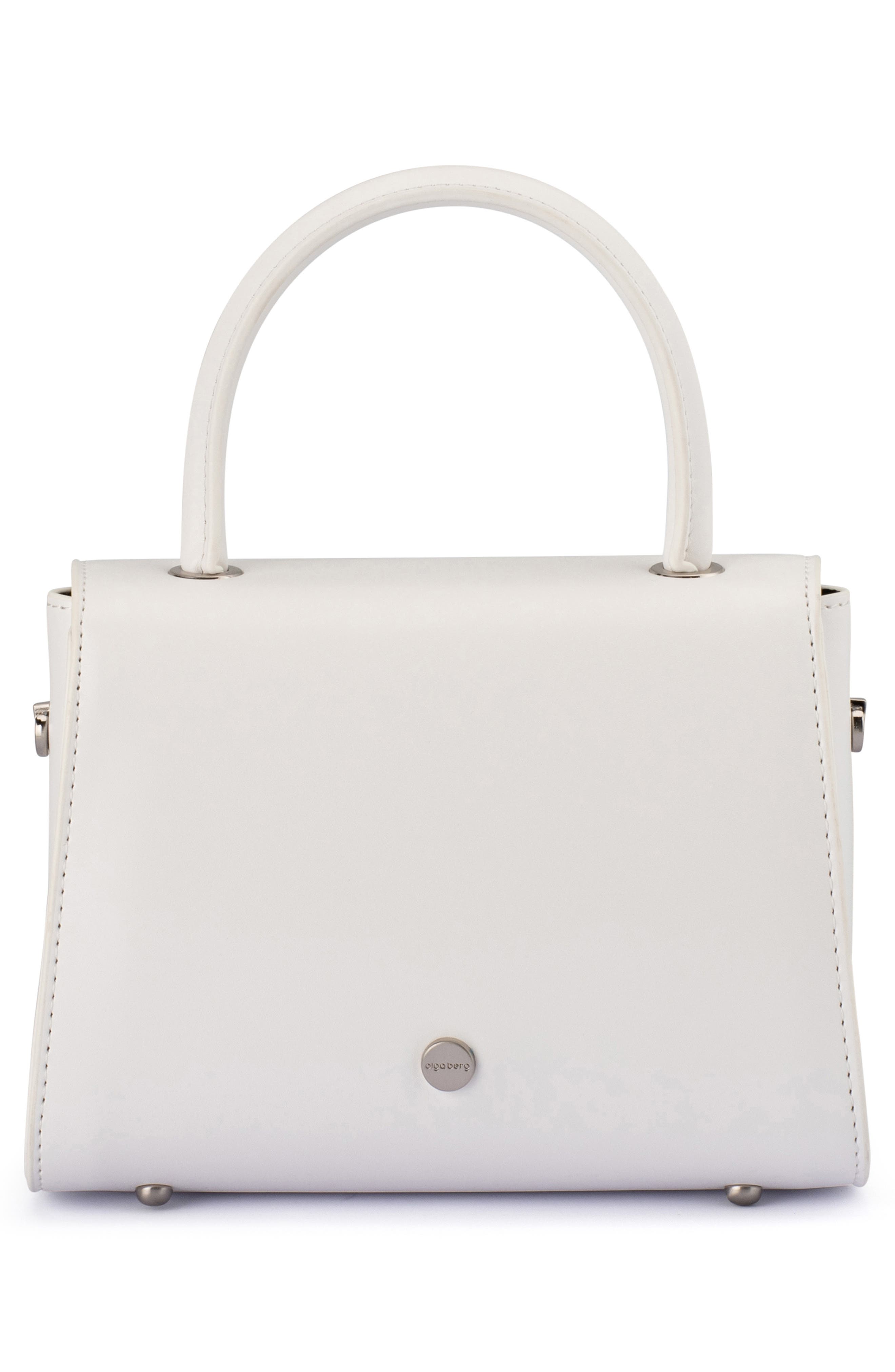 Hux Top Handle Faux Leather Bag, Alternate, color, WHITE