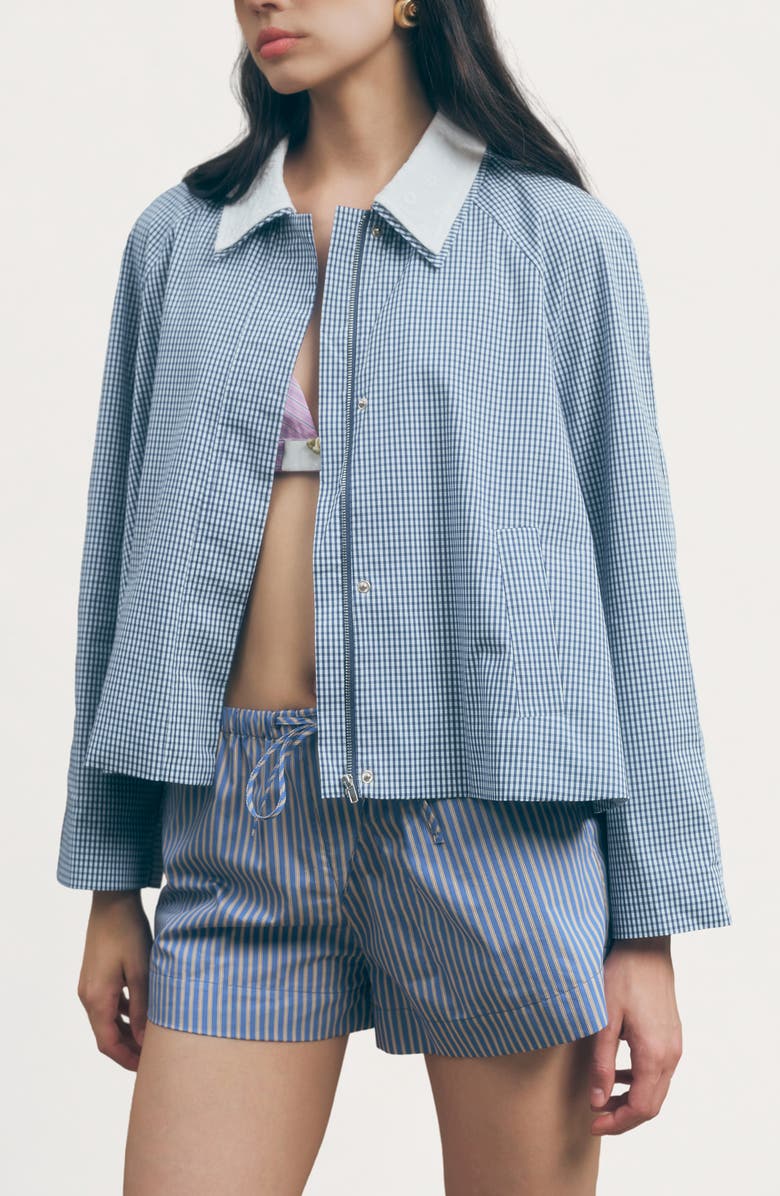 MAUDE CLUB Winow Stripe Drawstring Shorts, Alternate, color, Blue Stripe