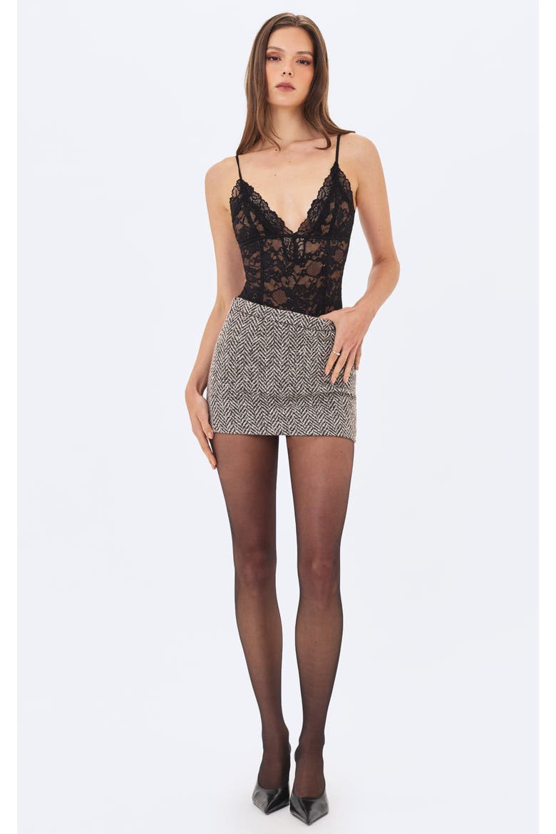 Venetia Lace Plunging Bodysuit, Alternate, color, Black