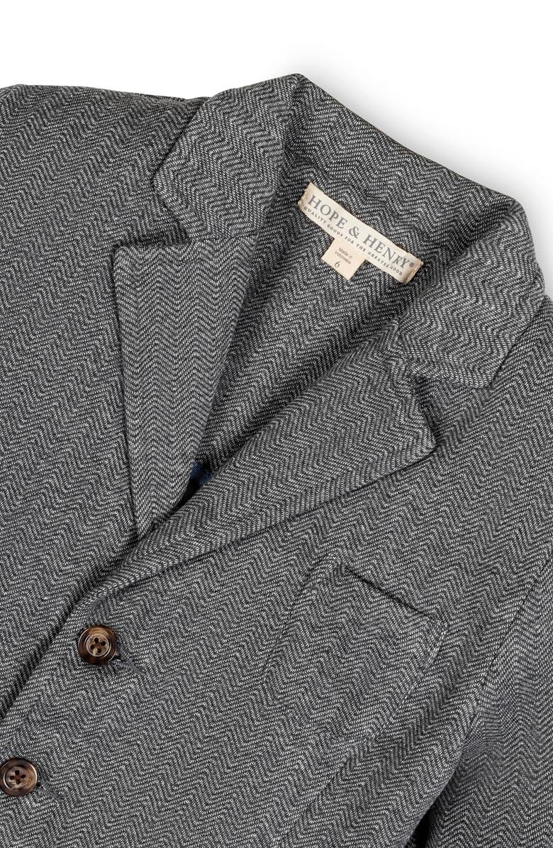 Hope & Henry Kids' Fleece Suit Blazer Made with Organic Cotton, Alternate, color, Charcoal Heather Herringbone