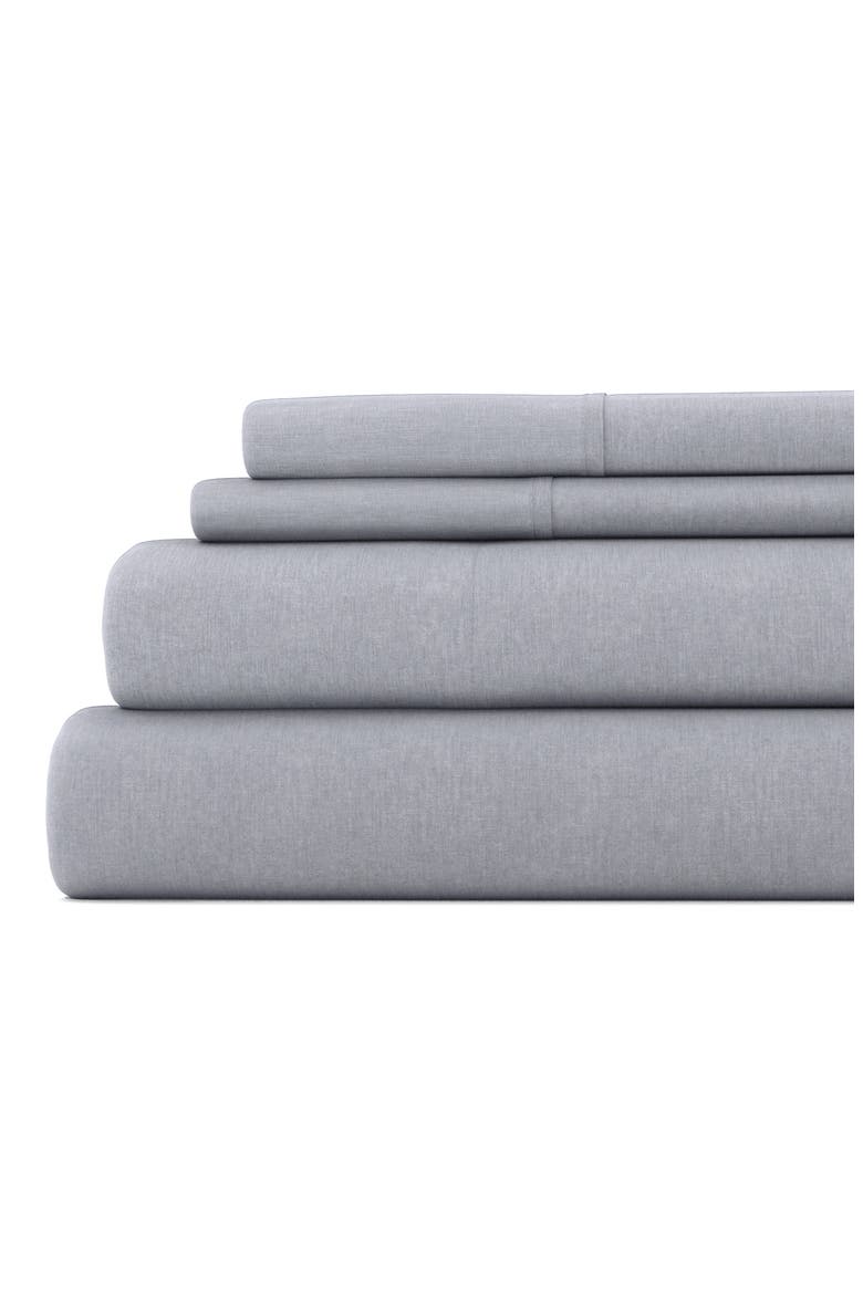 Luxury 4-Piece Rayon & Linen Blend Bed Sheet Set, Alternate, color, GRAY