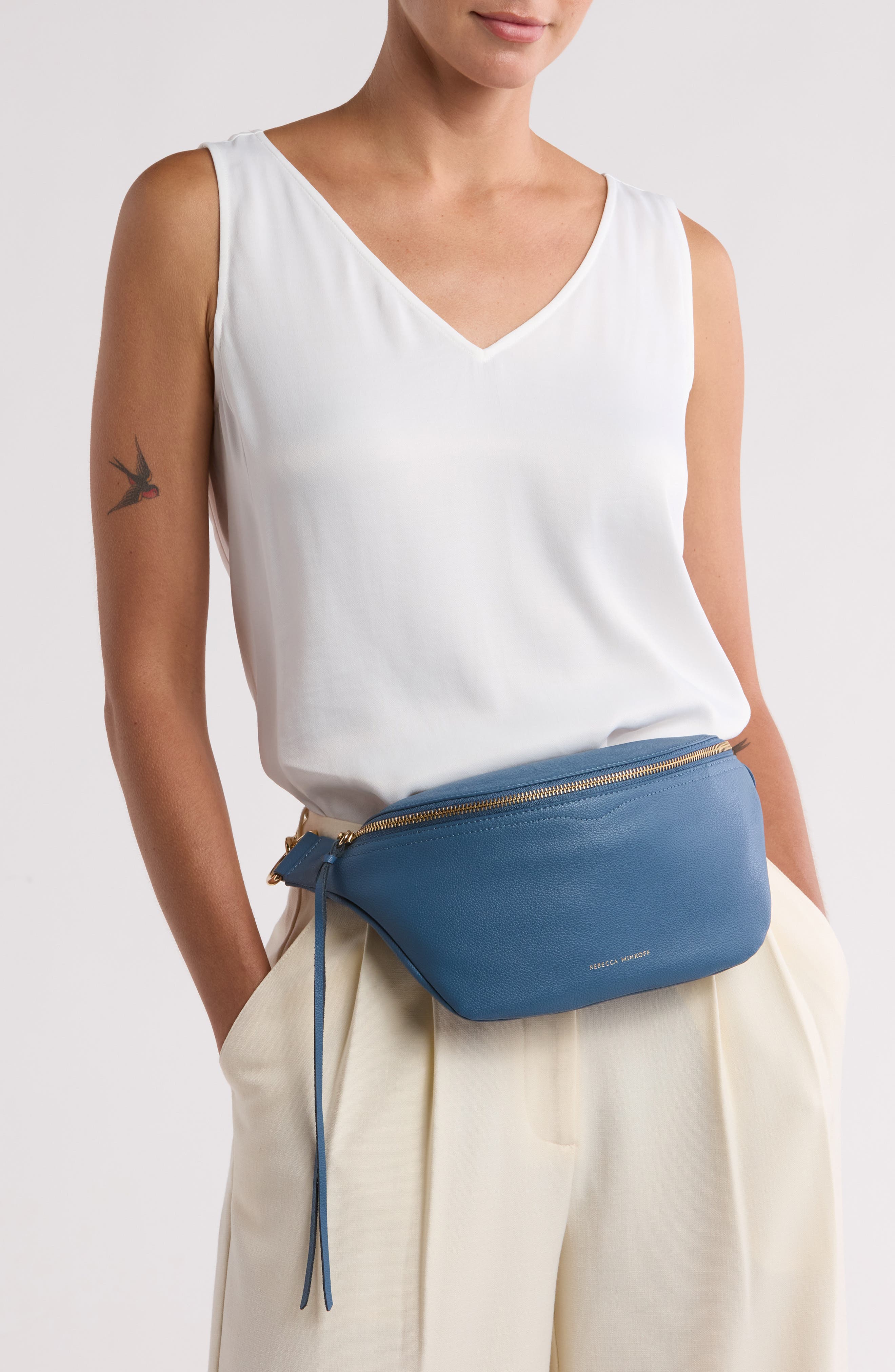 Bree Leather Belt Bag, Alternate, color, CIELO