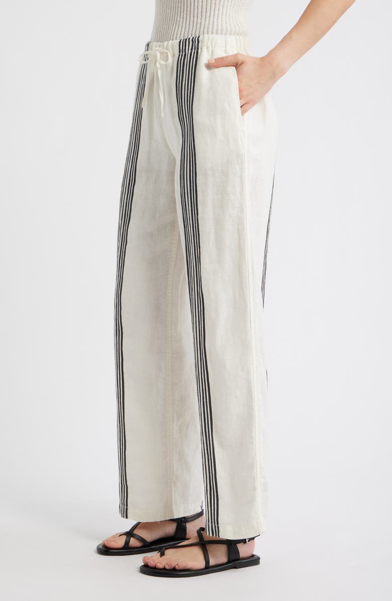 Madewell Linen Blend Pull-On Pants, Alternate, color, Bold Placement Stripe Black