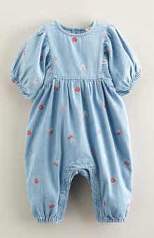 Embroidered Denim Bubble Romper