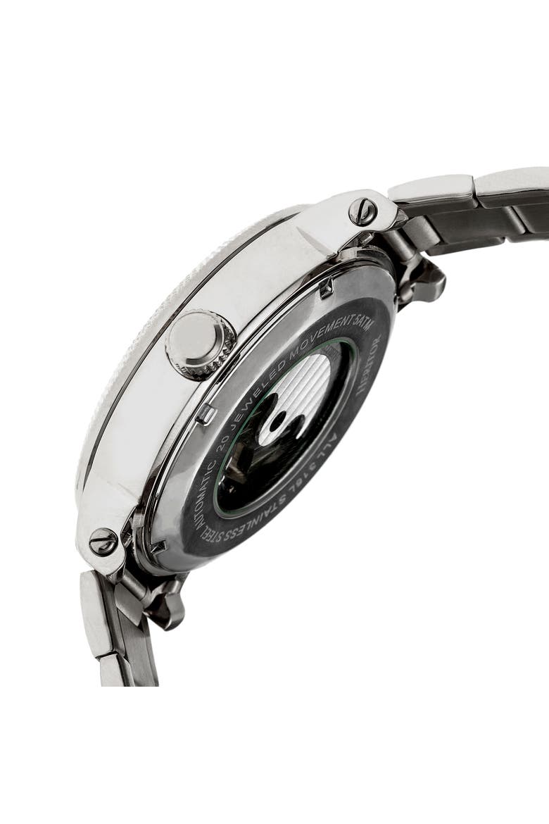 Aries Skeleton Leather-Band Watch, Alternate, color, Silver/Black