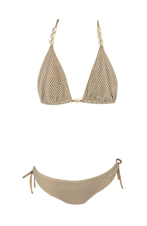 Kids' Triangle Mesh Design Two-Piece Swimsuit