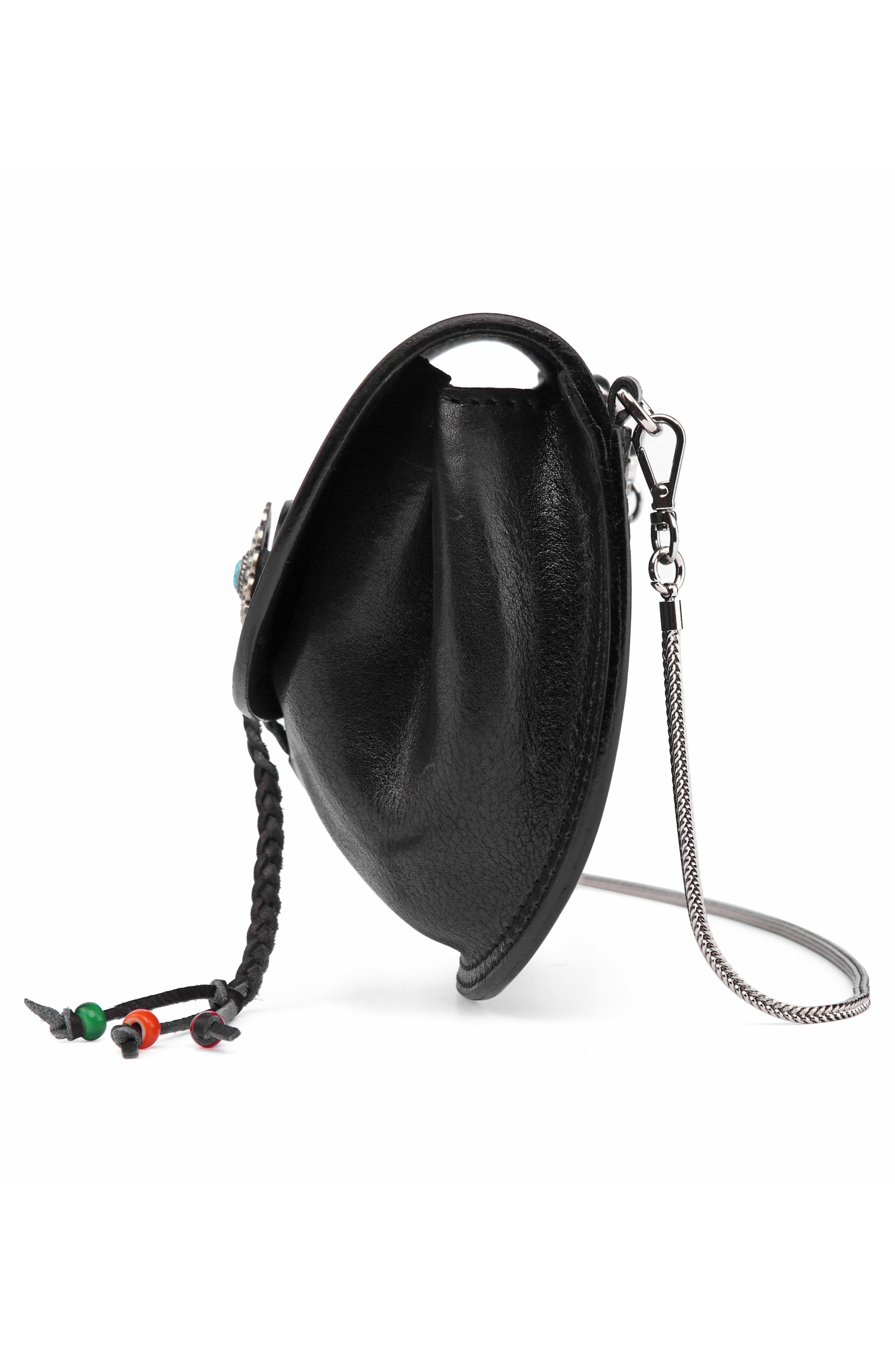OLD TREND Leather Chain Crossbody Bag, Alternate, color, Black