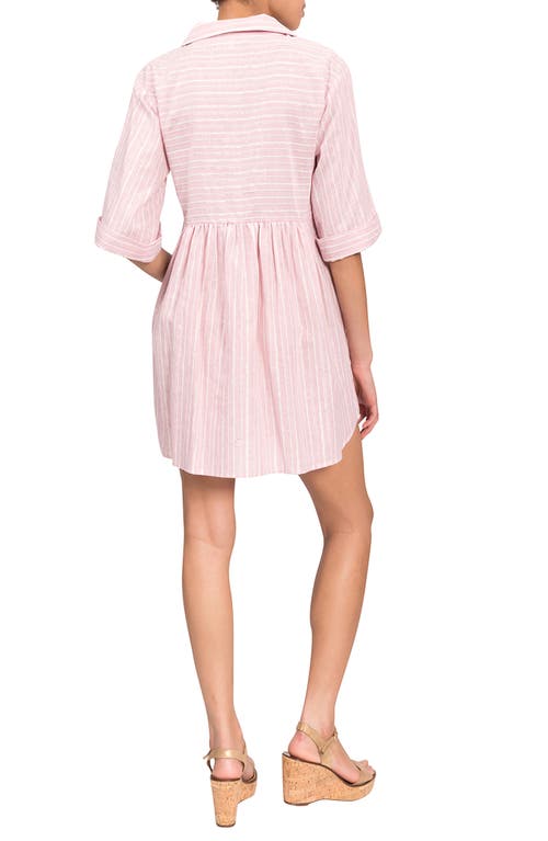 Everyday Ritual Georgina Stripe Cover-up Minidress In Pink Lurex