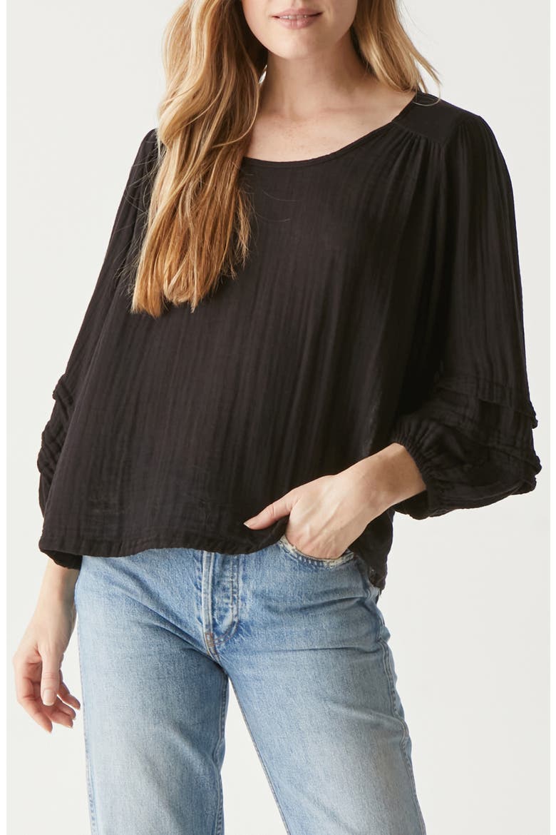 Pruitt Balloon Sleeve Gauze Top, Main, color, BLACK