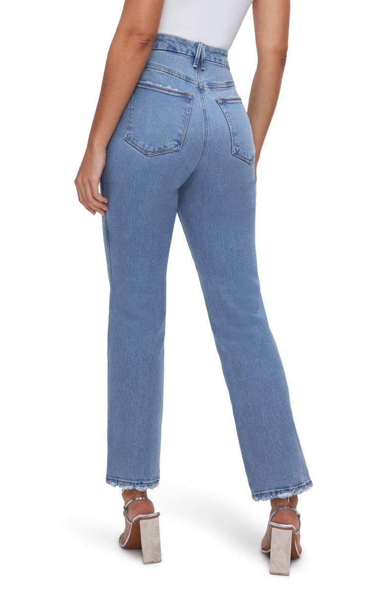 Good American Good Curve High Waist Distressed Straight Leg Jeans, Alternate, color, 