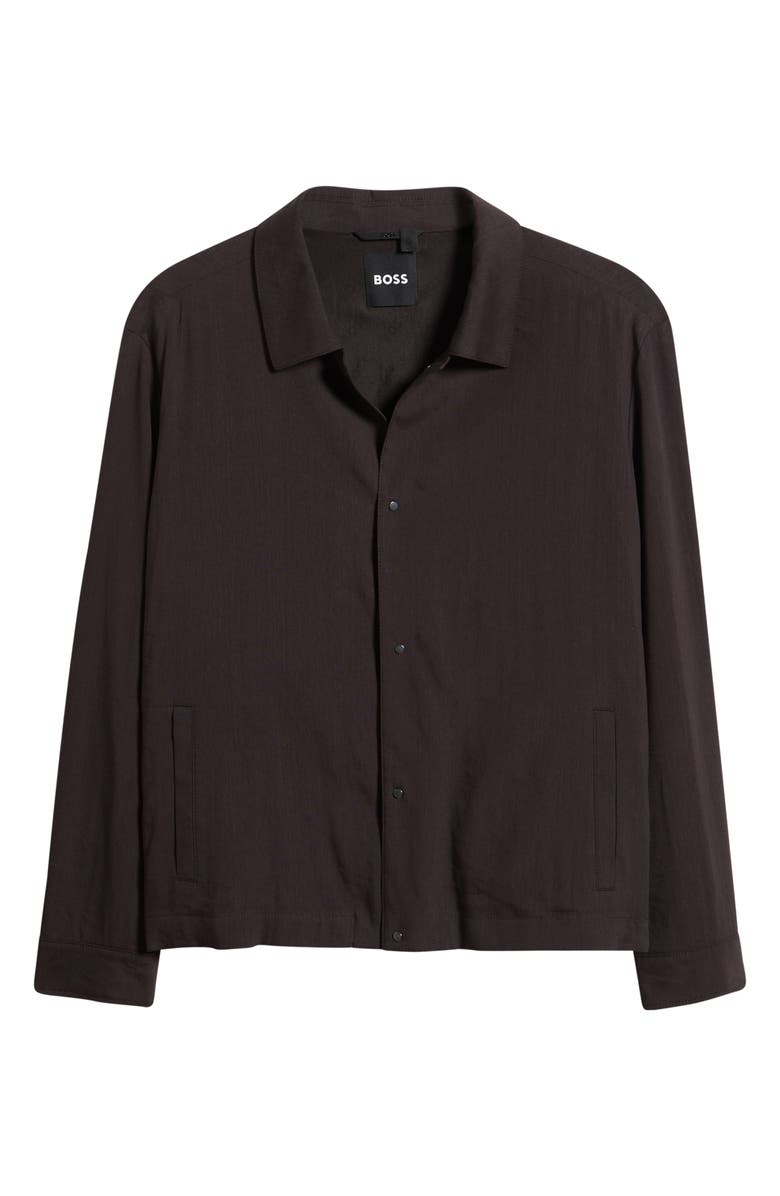 BOSS Carper Linen Blend Shirt Jacket, Main, color, Dark Brown