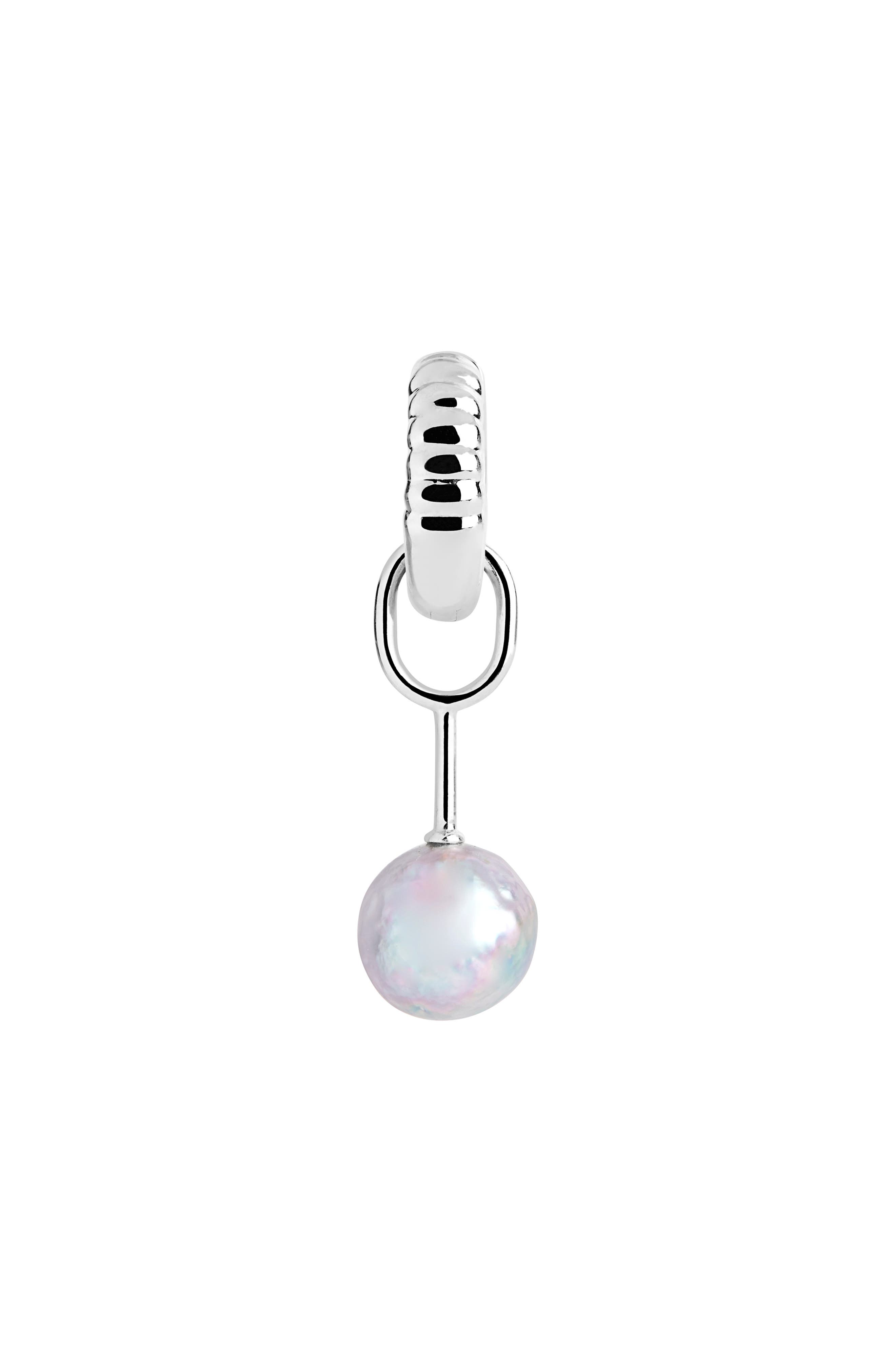 Maria Black House Party Pearl Drop Single Huggie Hoop Earring (Women ...
