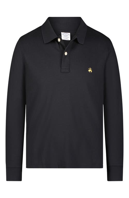 Brooks Brothers Long Sleeve Piqué Polo in Caviar 