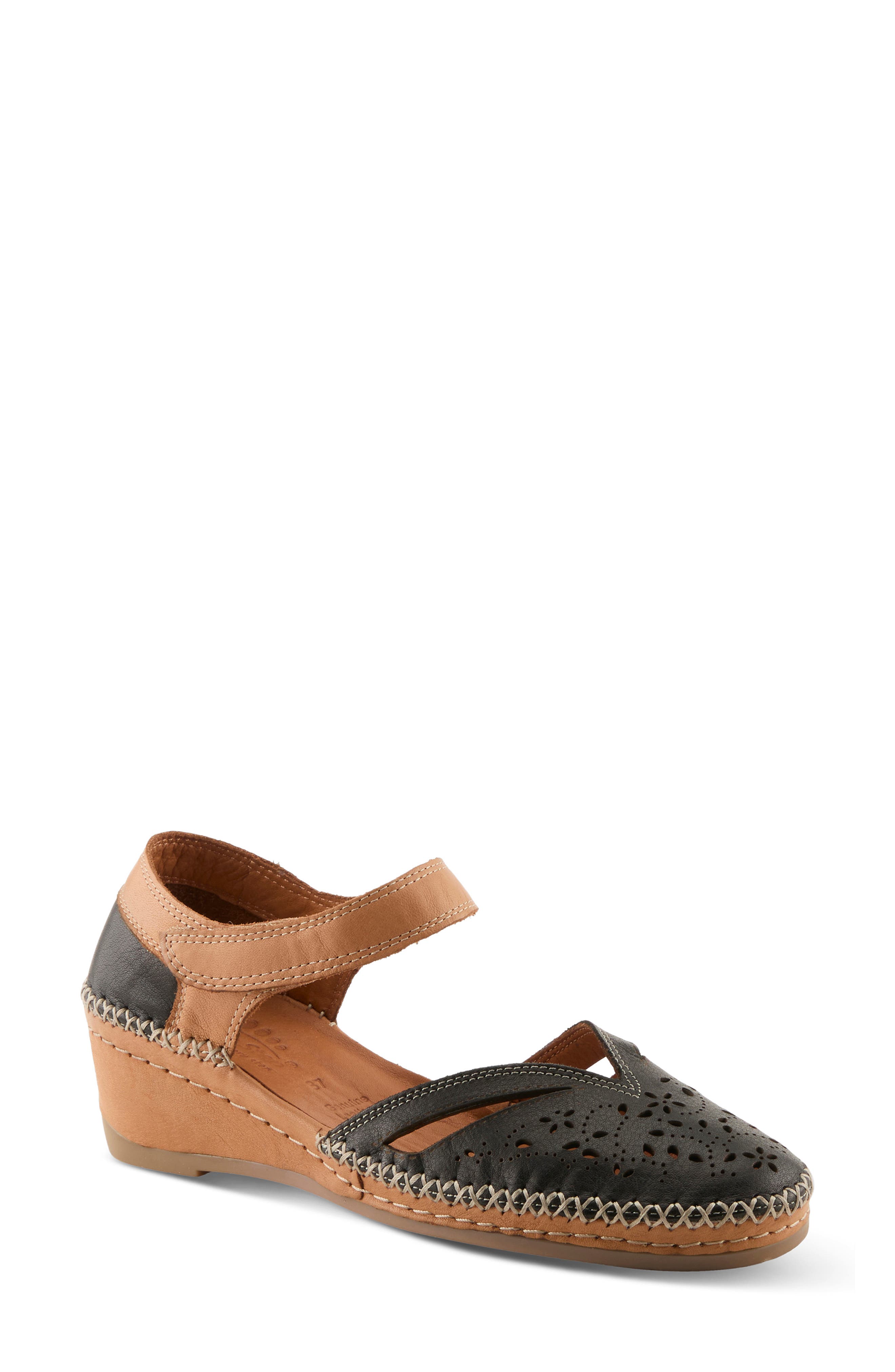 Spring Step Ezlyn Ankle Strap Wedge Pump, Main, color, Black Multi