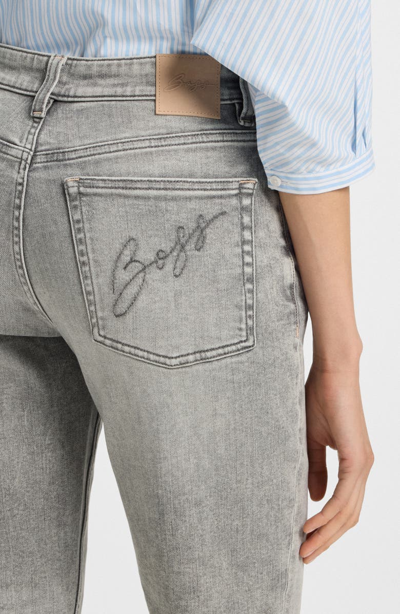 BOSS Orange Crop Soft Kick Flare Jeans, Alternate, color, Dark Grey