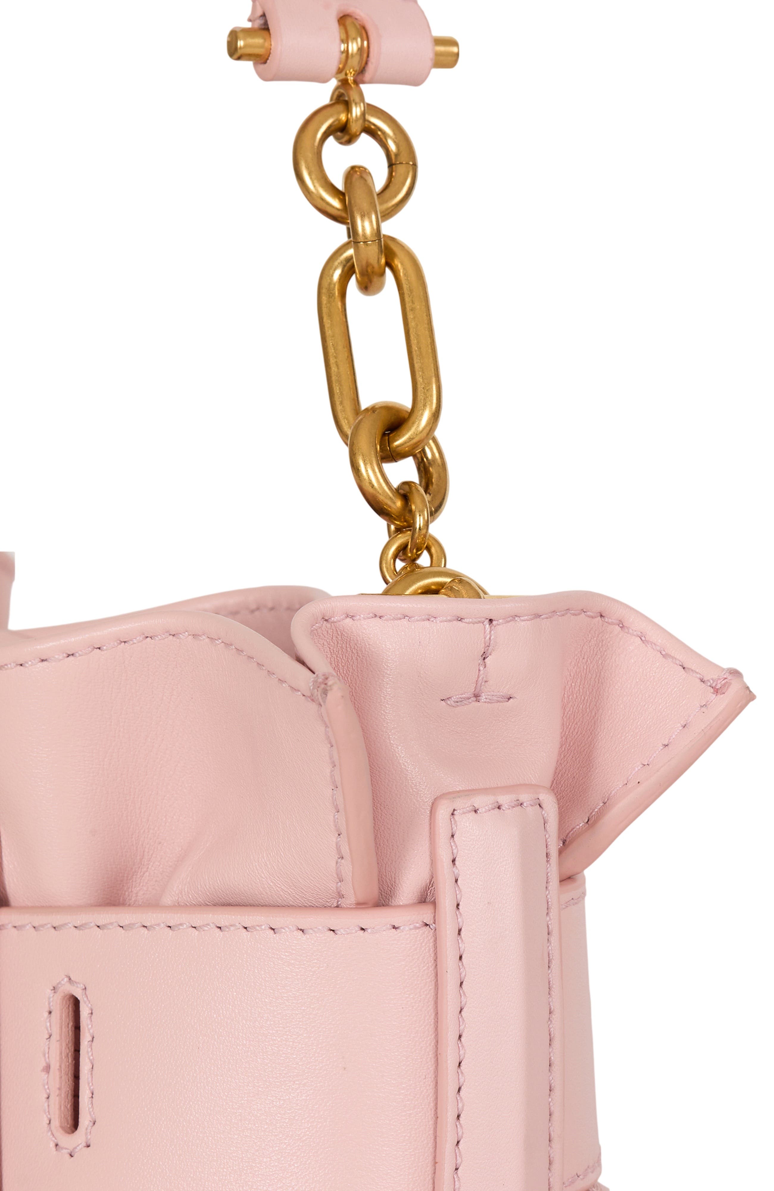 Balmain Mini Anthem bag in smooth leather, Alternate, color, Pink