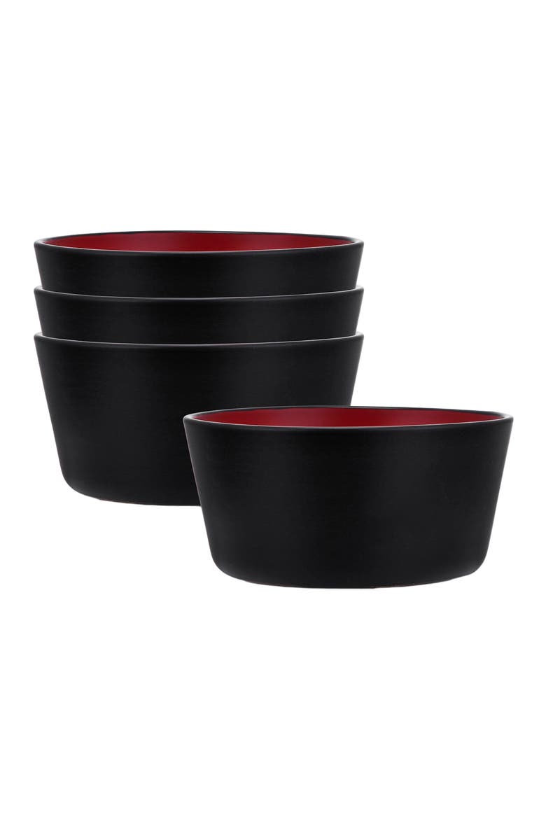 Albie Stoneware 4-Piece Bowl Set, Main, color, Red and Black
