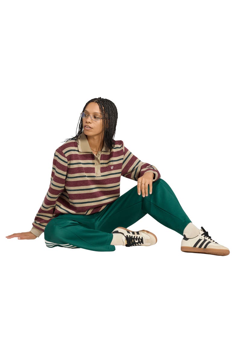 Long Sleeve Striped Knit Polo, Alternate, color, SHADOW RED
